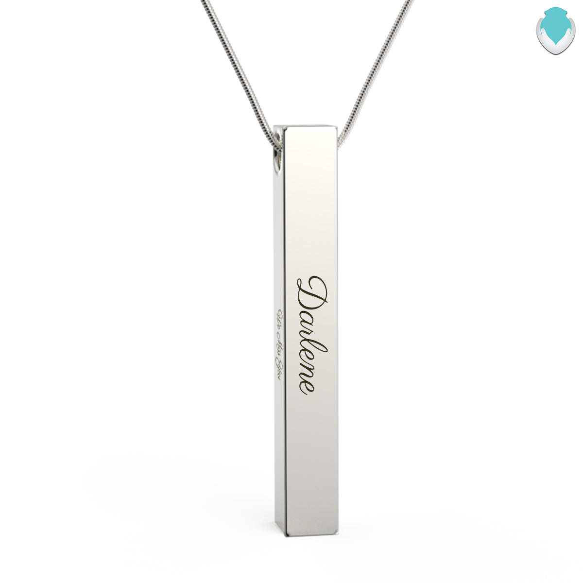 Four Side Engraved Memorial Silver Bar Pendant