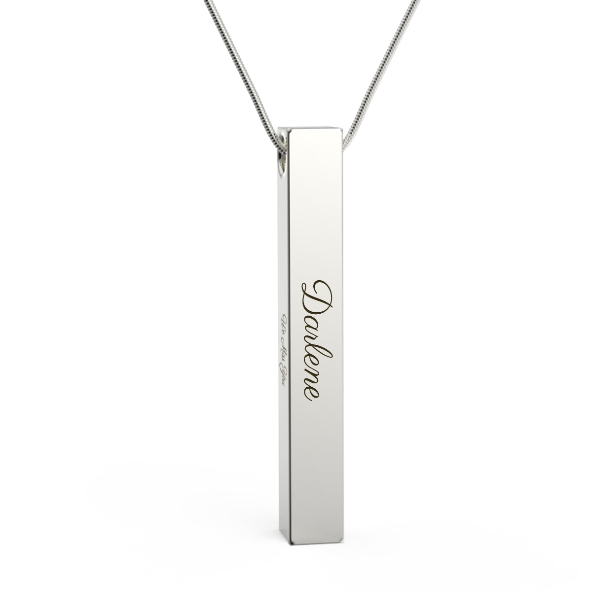 Four Side Engraved Memorial Silver Bar Pendant