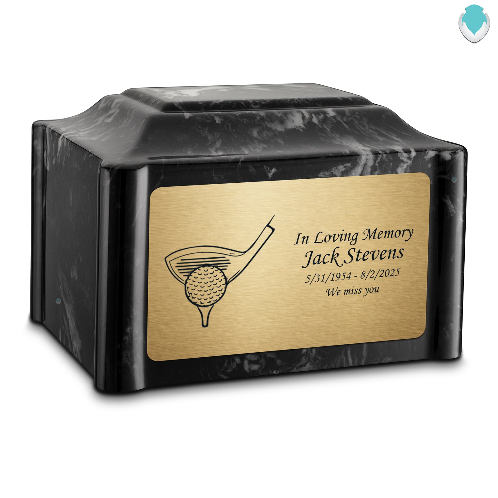 Adult Devotion Golf Black Pearl Cultured Marble Urns for Ashes