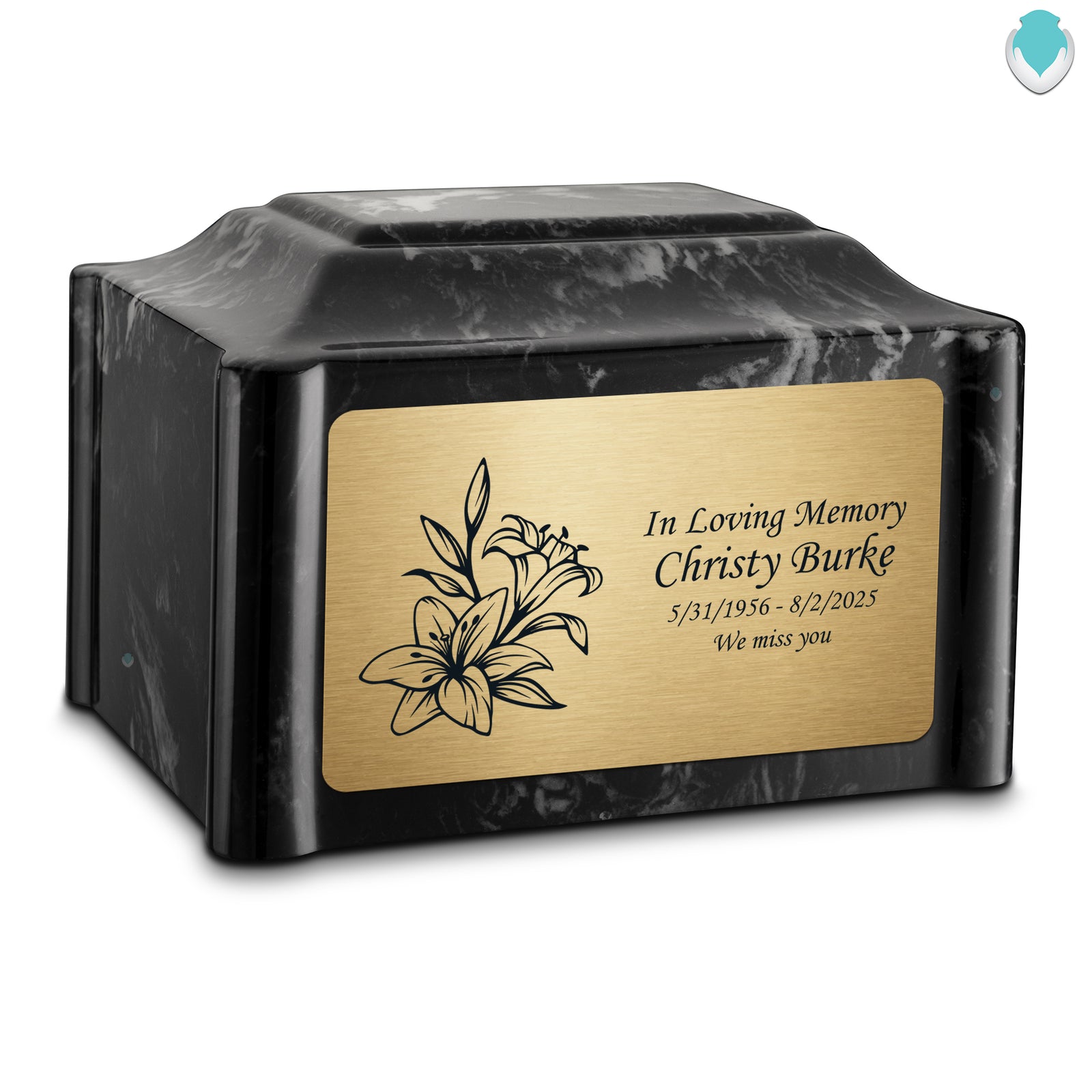 Adult Devotion Lily Black Pearl Cultured Marble Urns for Ashes