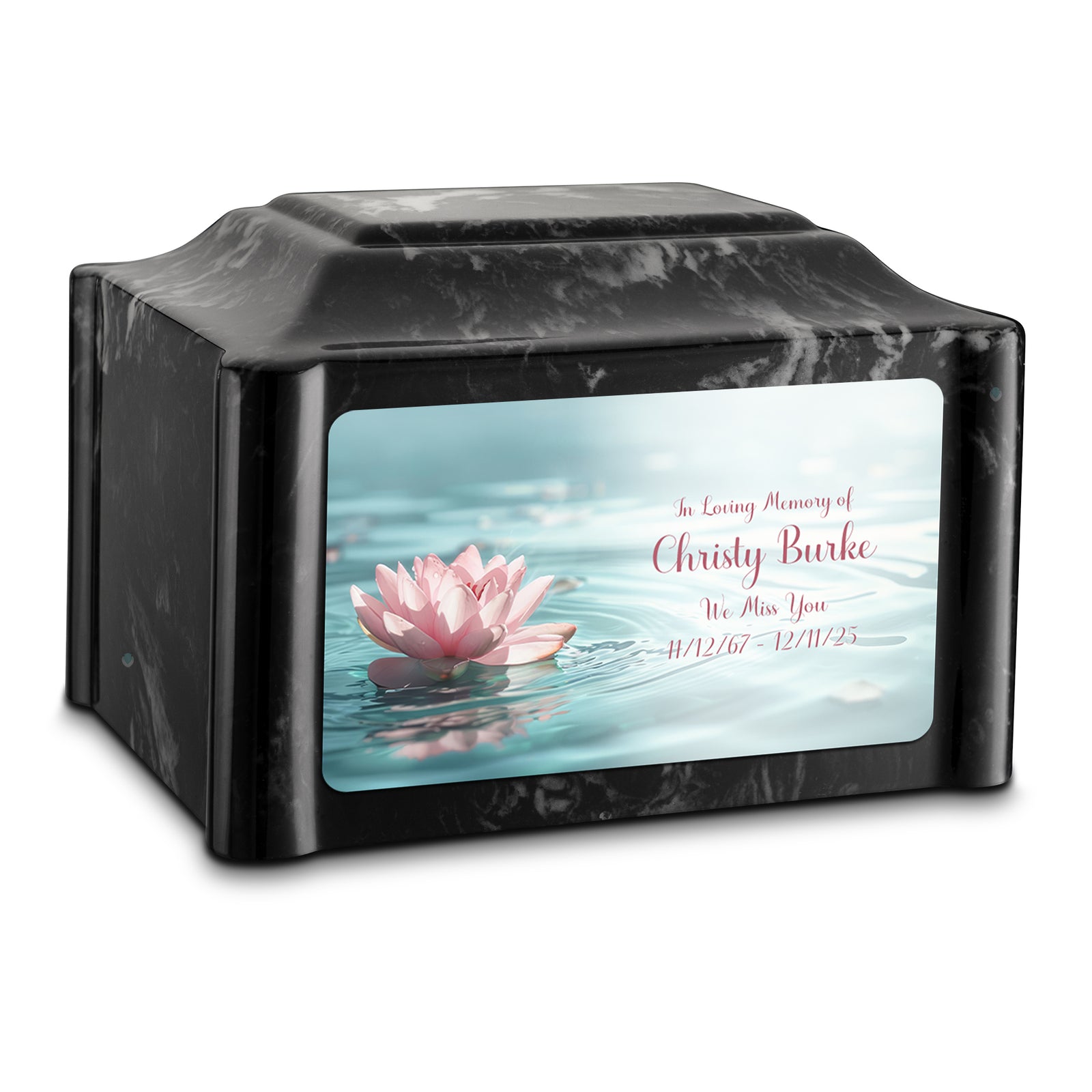 Adult Devotion Custom Printed Lotus Flower Cultured Marble Urns for Ashes