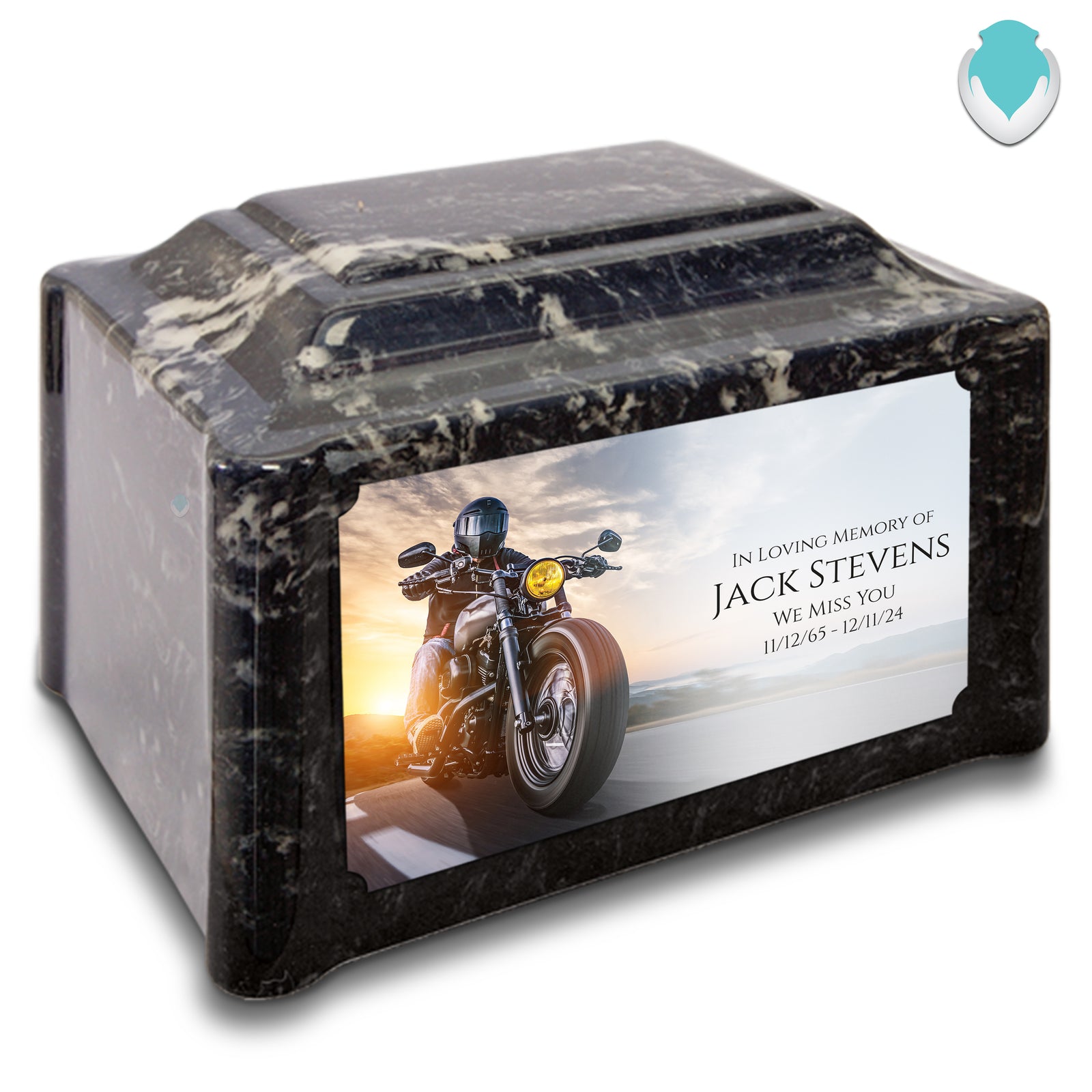 Adult Devotion Custom Printed Motorcycle Cultured Marble Urns for Ashes
