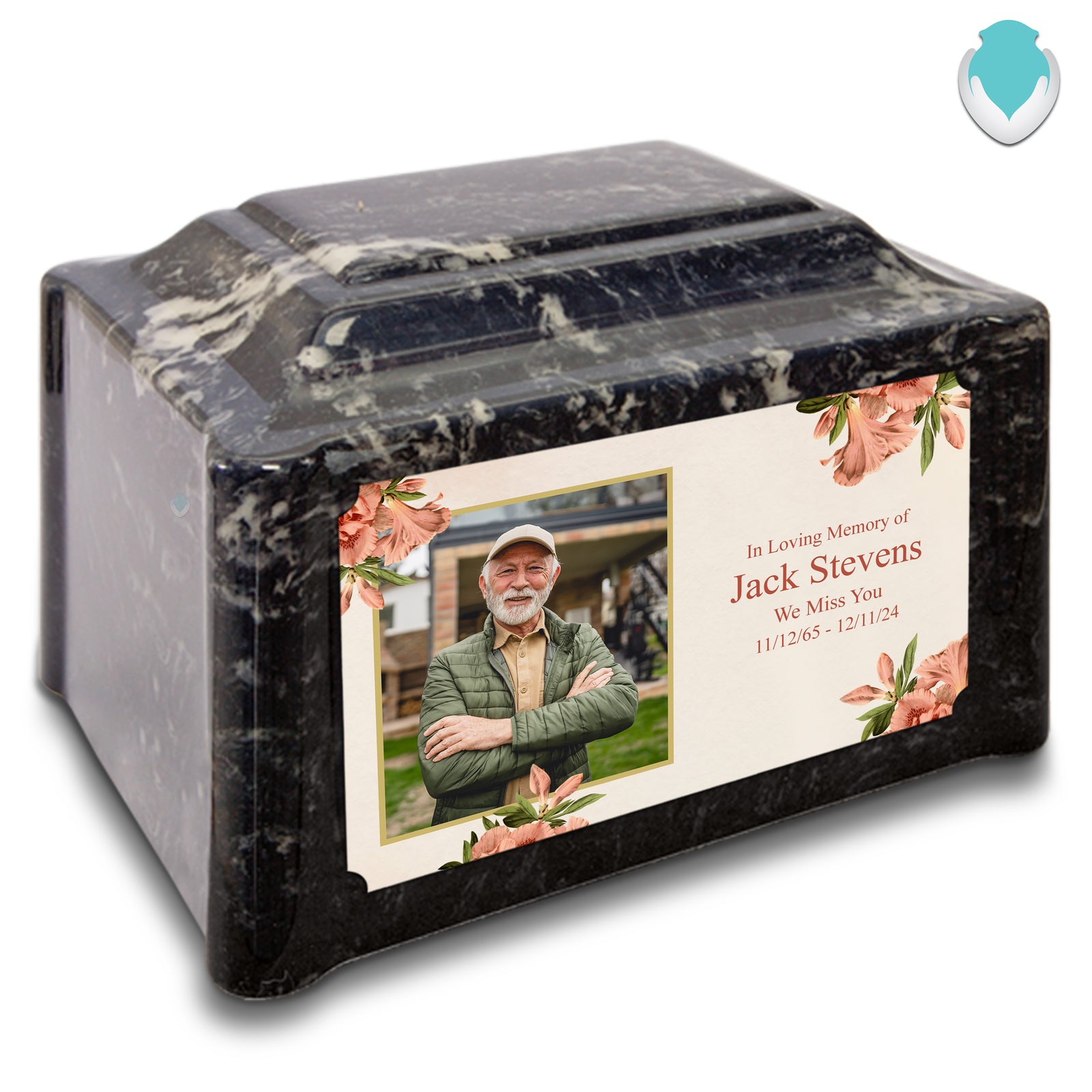 Adult Devotion Custom Printed Azalea Flower Cultured Marble Urns for Ashes