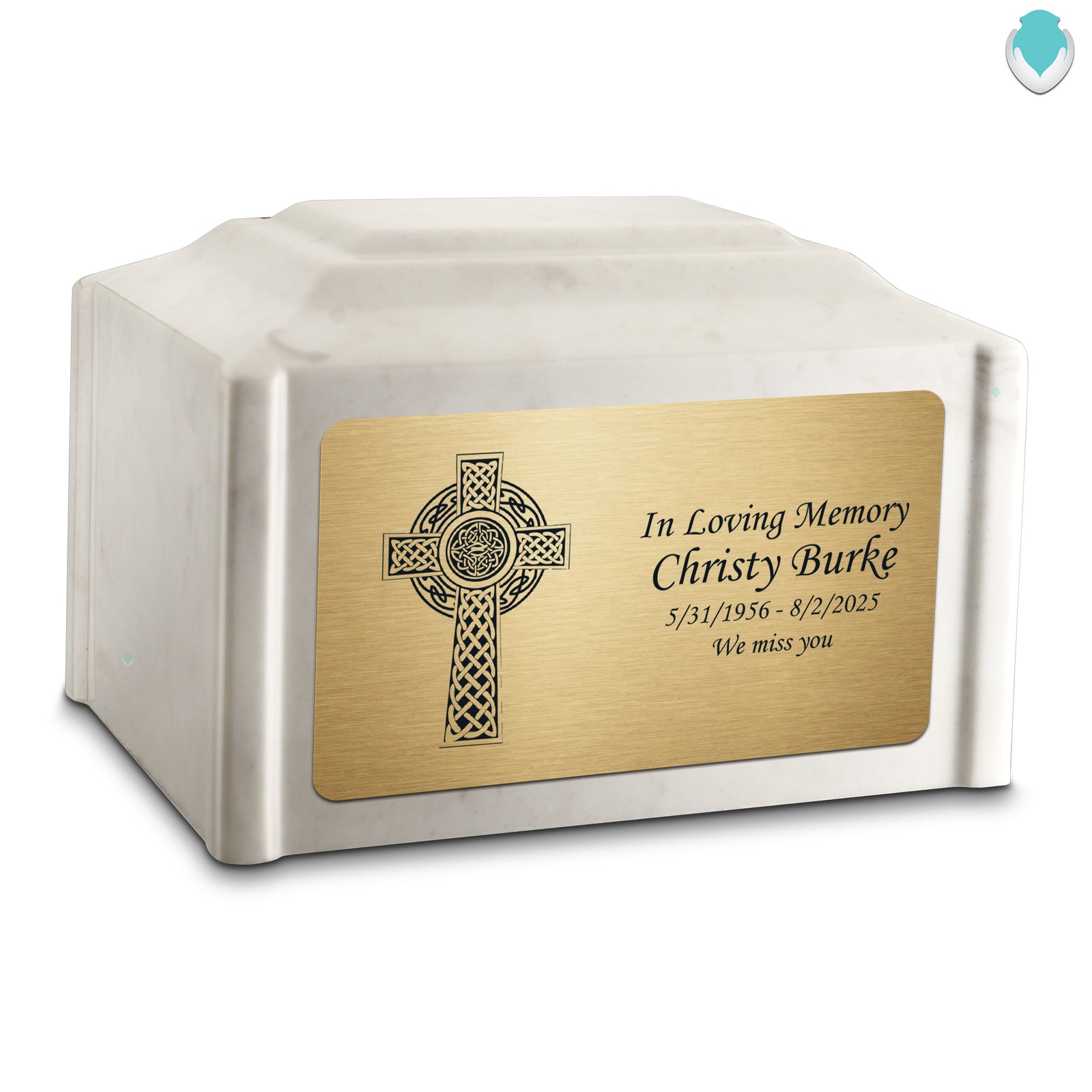 Adult Devotion Celtic Cross Diamond Cultured Marble Urns for Ashes