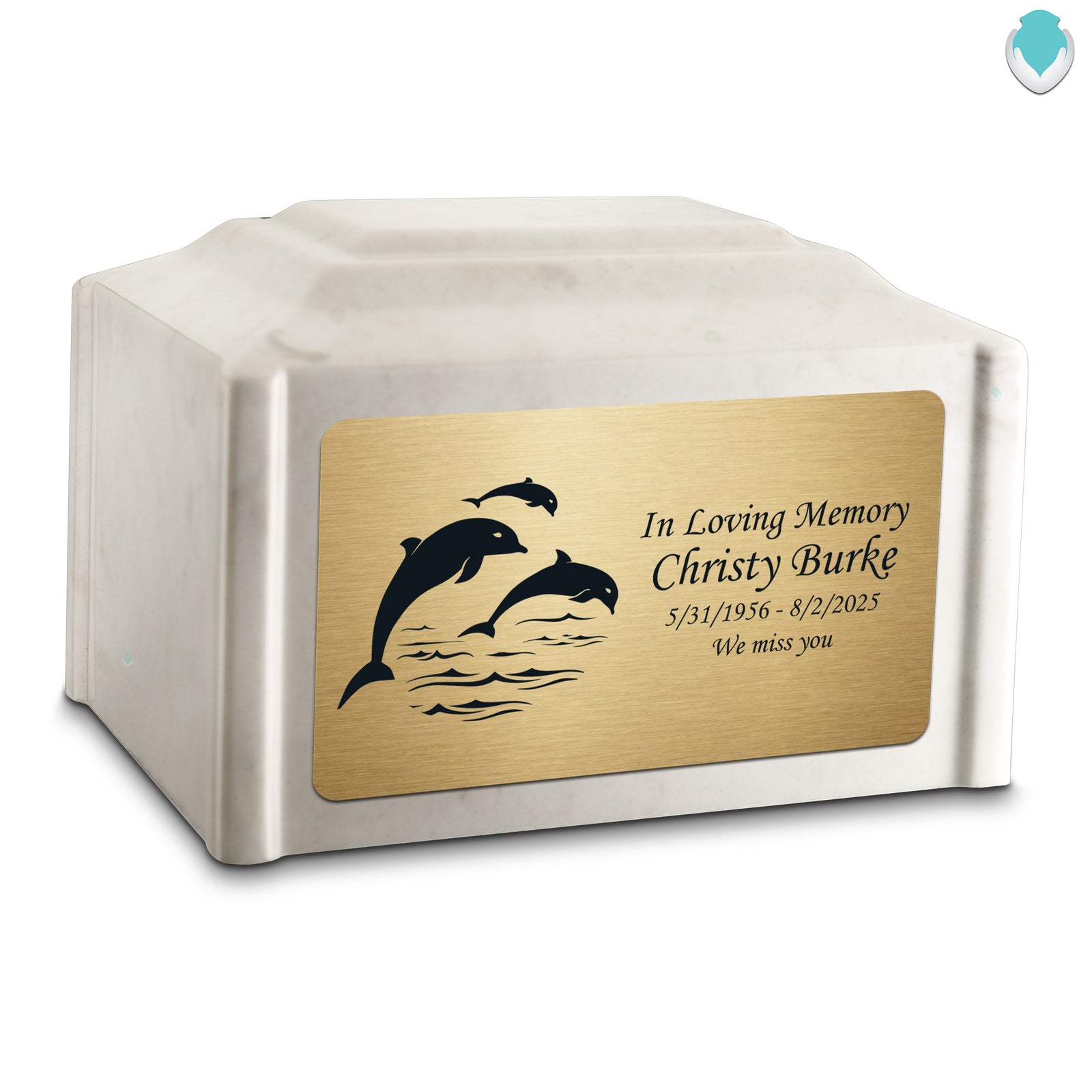 Adult Devotion Dolphin Diamond Cultured Marble Urns for Ashes