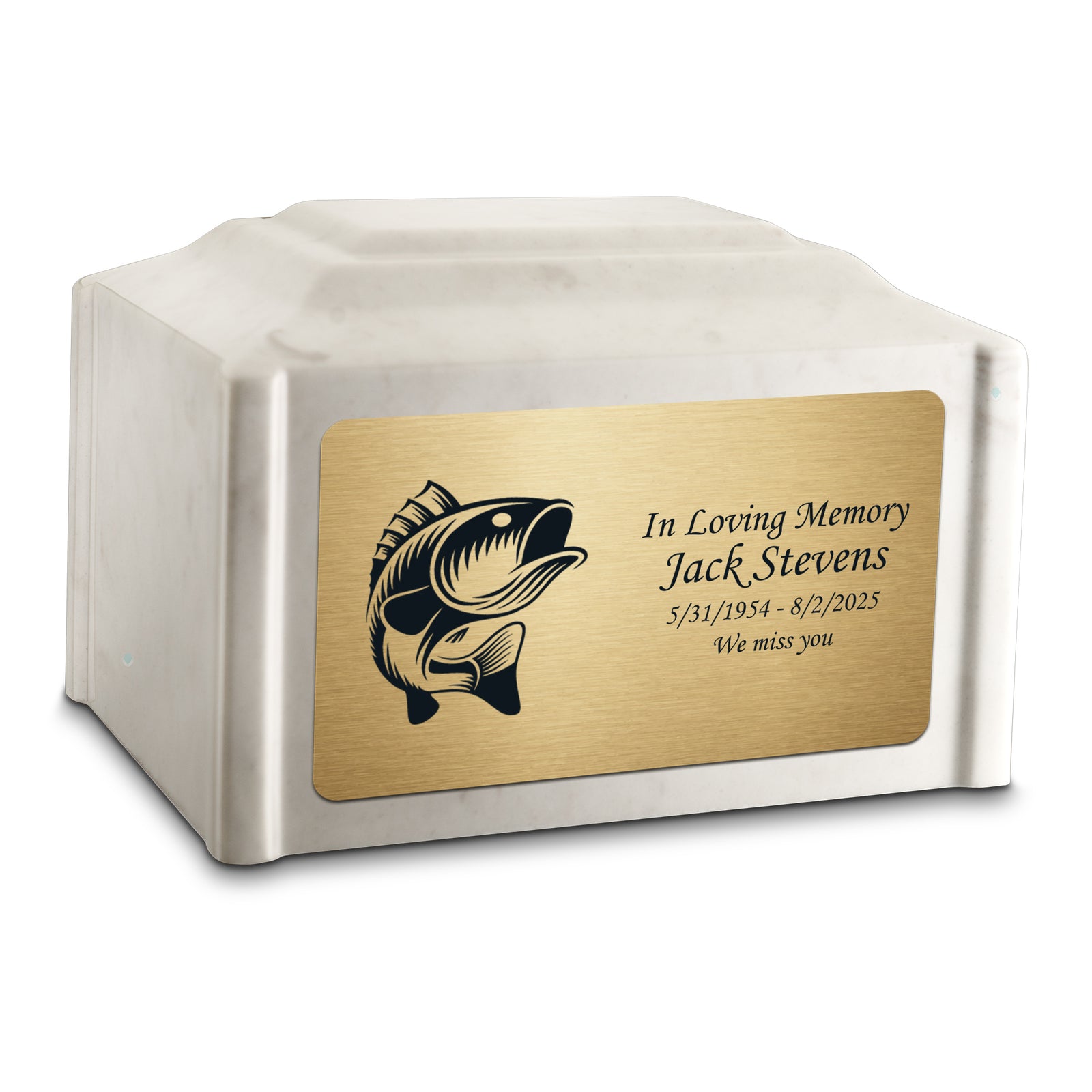 Adult Devotion Fishing Diamond Cultured Marble Urns for Ashes