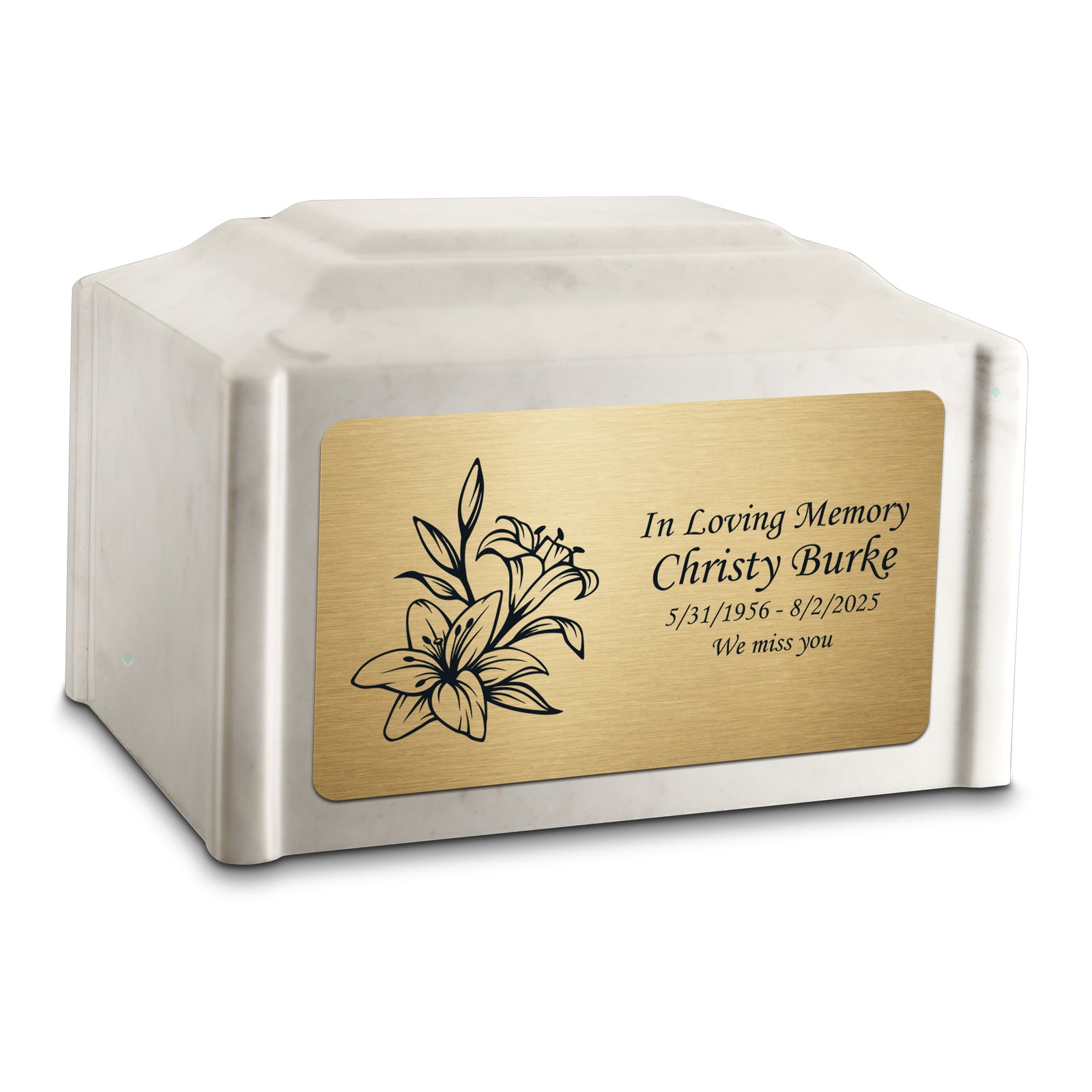 Adult Devotion Lily Diamond Cultured Marble Urns for Ashes