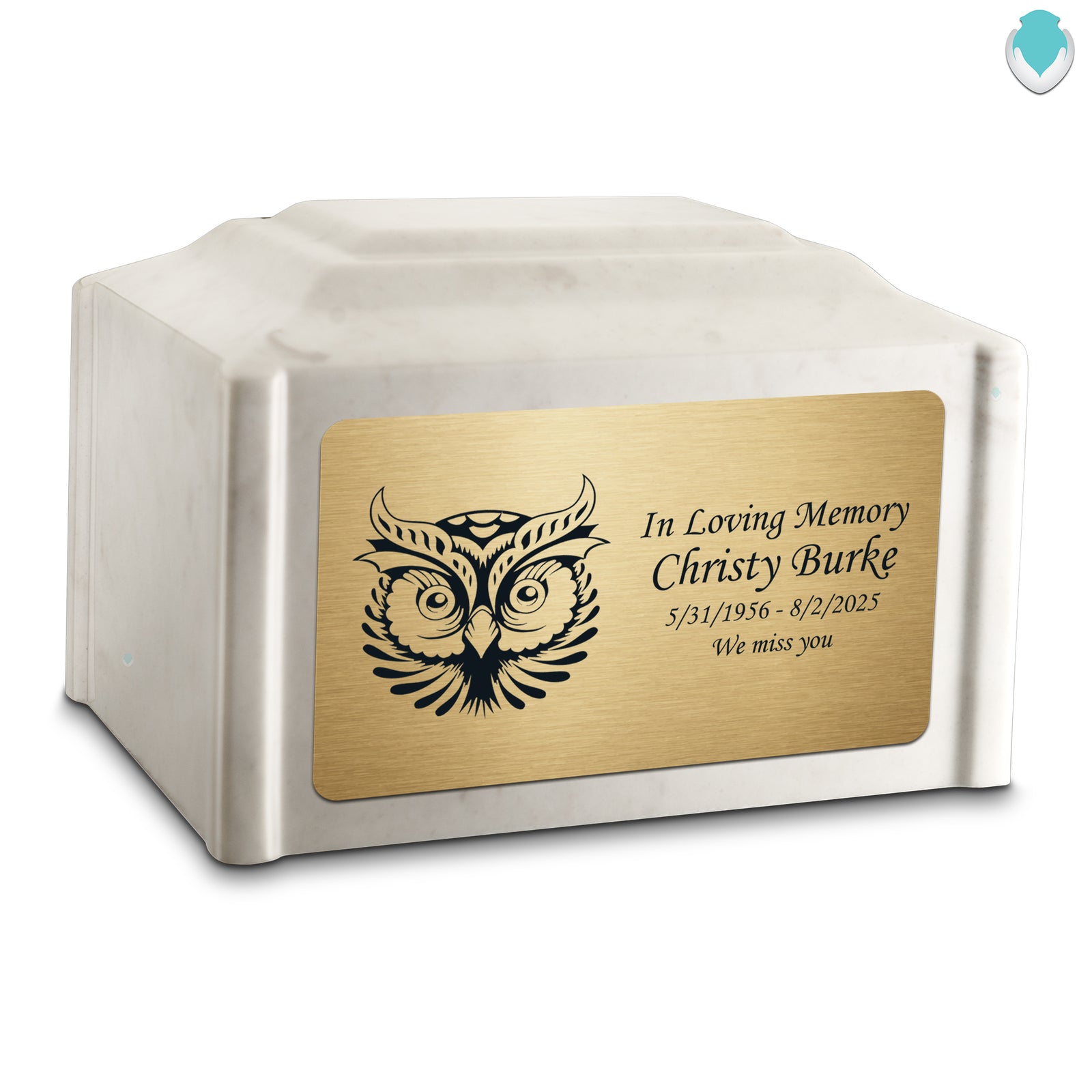 Adult Devotion Owl Diamond Cultured Marble Urns for Ashes