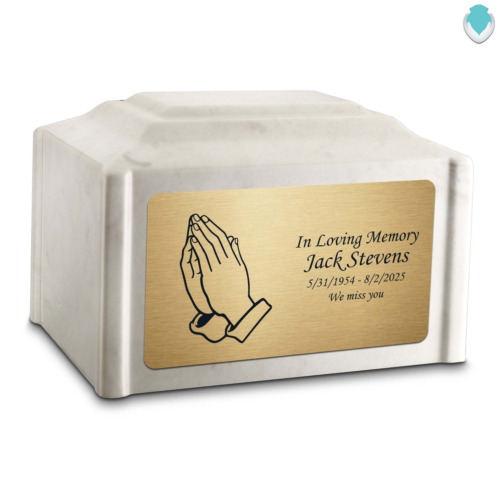 Adult Devotion Praying Hands Diamond Cultured Marble Urns for Ashes