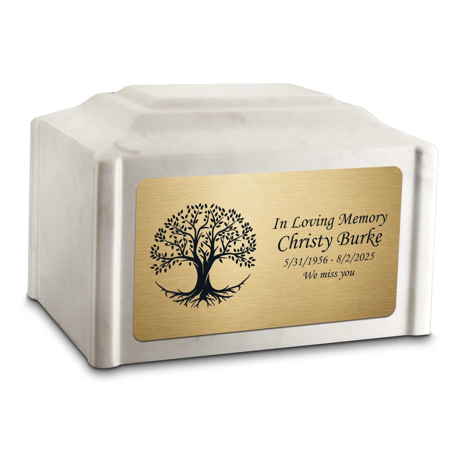Adult Devotion Tree of Life Diamond Cultured Marble Urns for Ashes