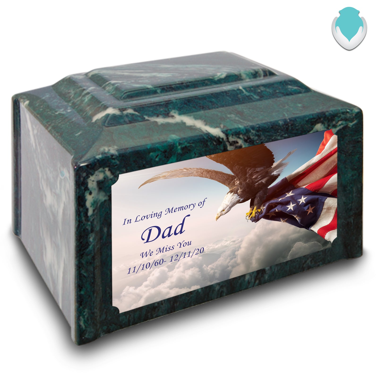 Adult Devotion Custom Printed American Eagle Cultured Marble Urns for Ashes