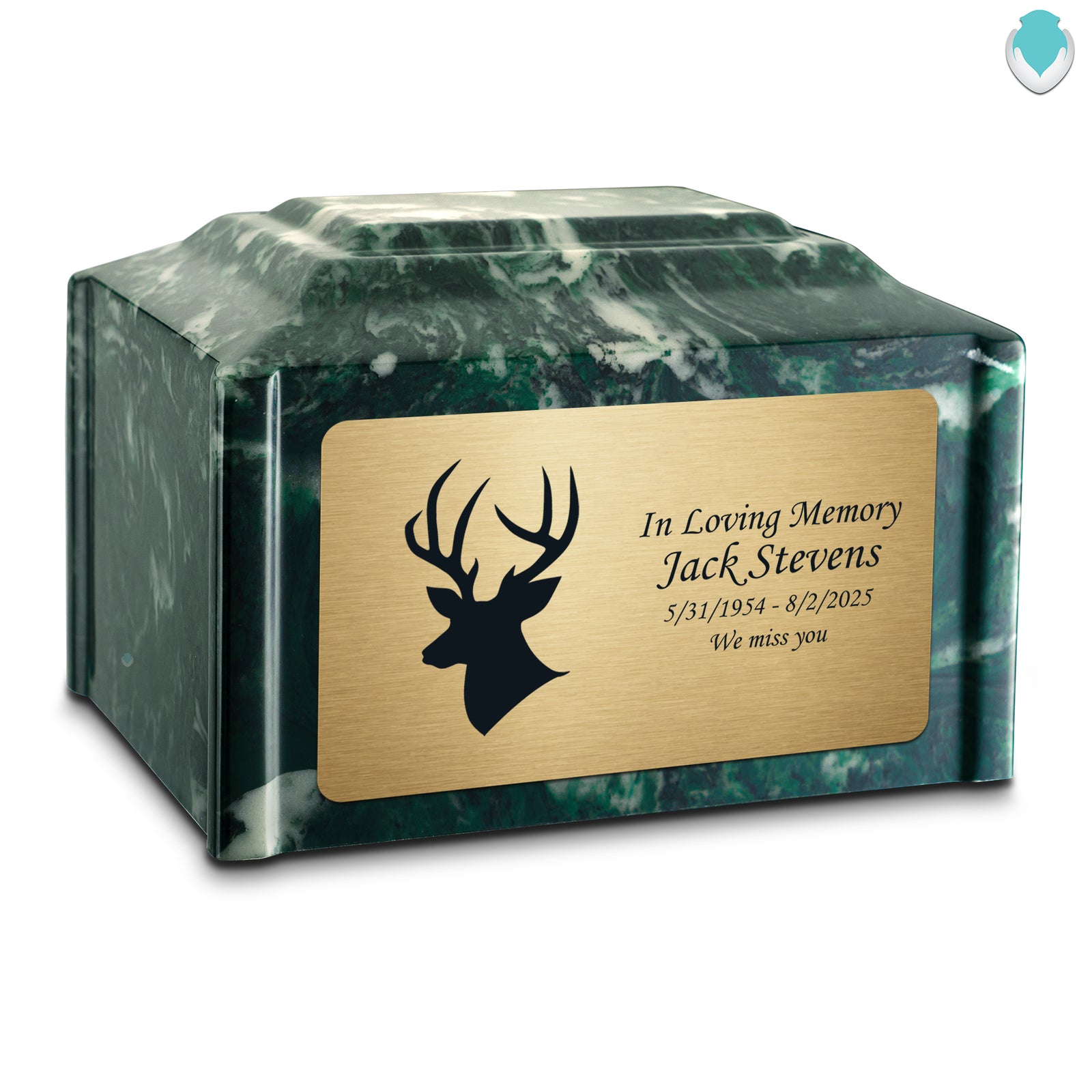 Adult Devotion Deer Emerald Cultured Marble Urns for Ashes