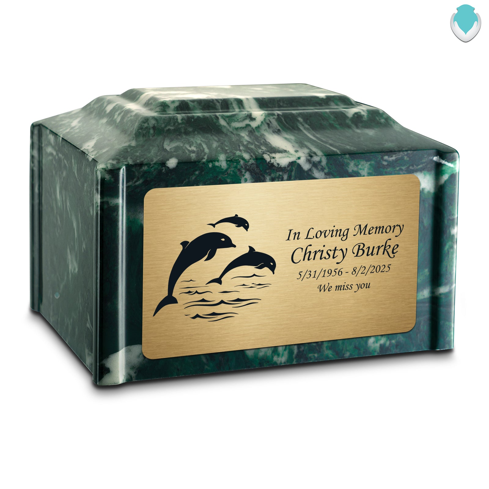 Adult Devotion Dolphin Emerald Cultured Marble Urns for Ashes