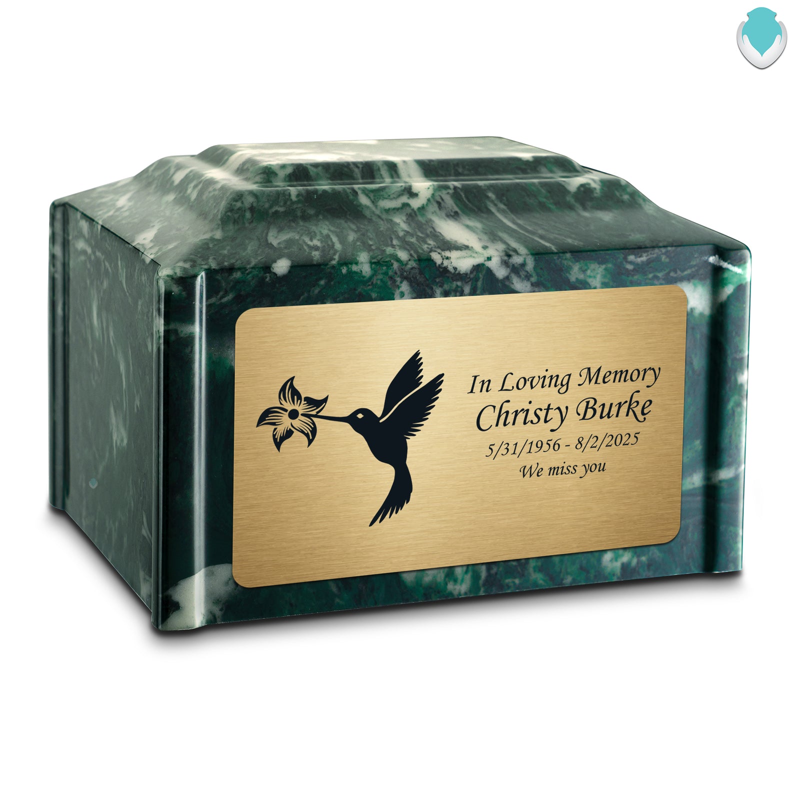 Adult Devotion Hummingbird Emerald Cultured Marble Urns for Ashes