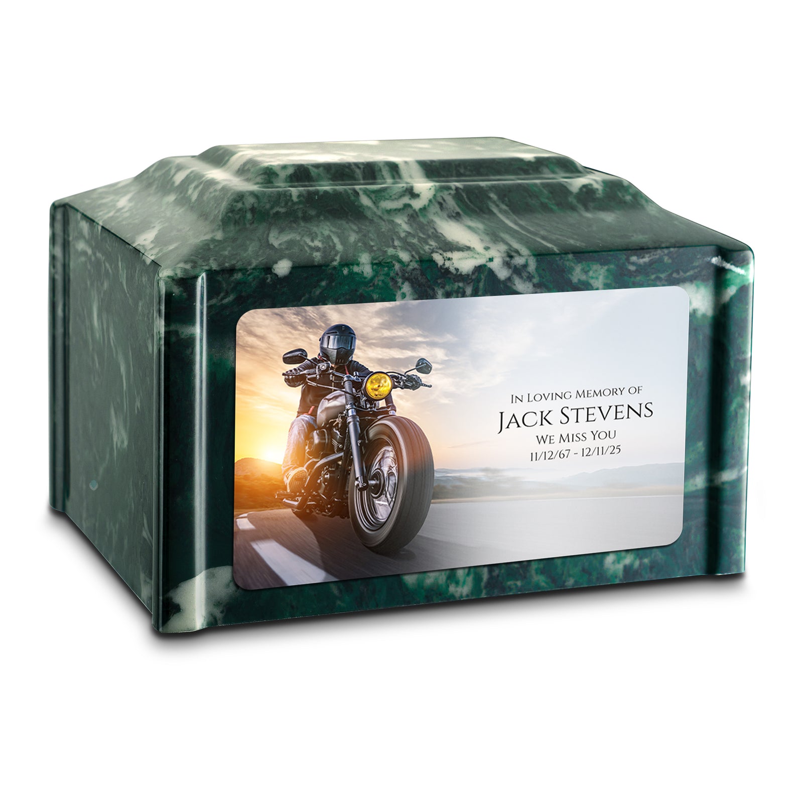 Adult Devotion Custom Printed Motorcycle Cultured Marble Urns for Ashes