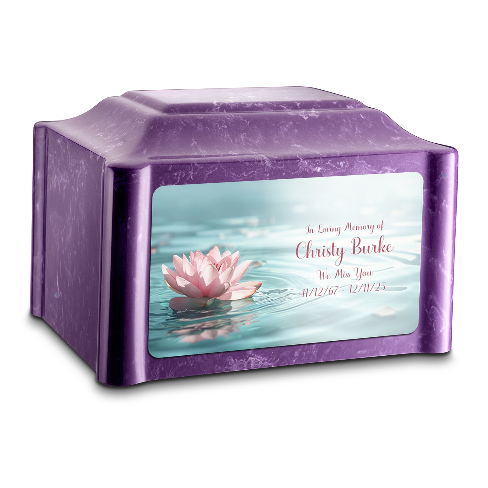 Adult Devotion Custom Printed Lotus Flower Cultured Marble Urns for Ashes