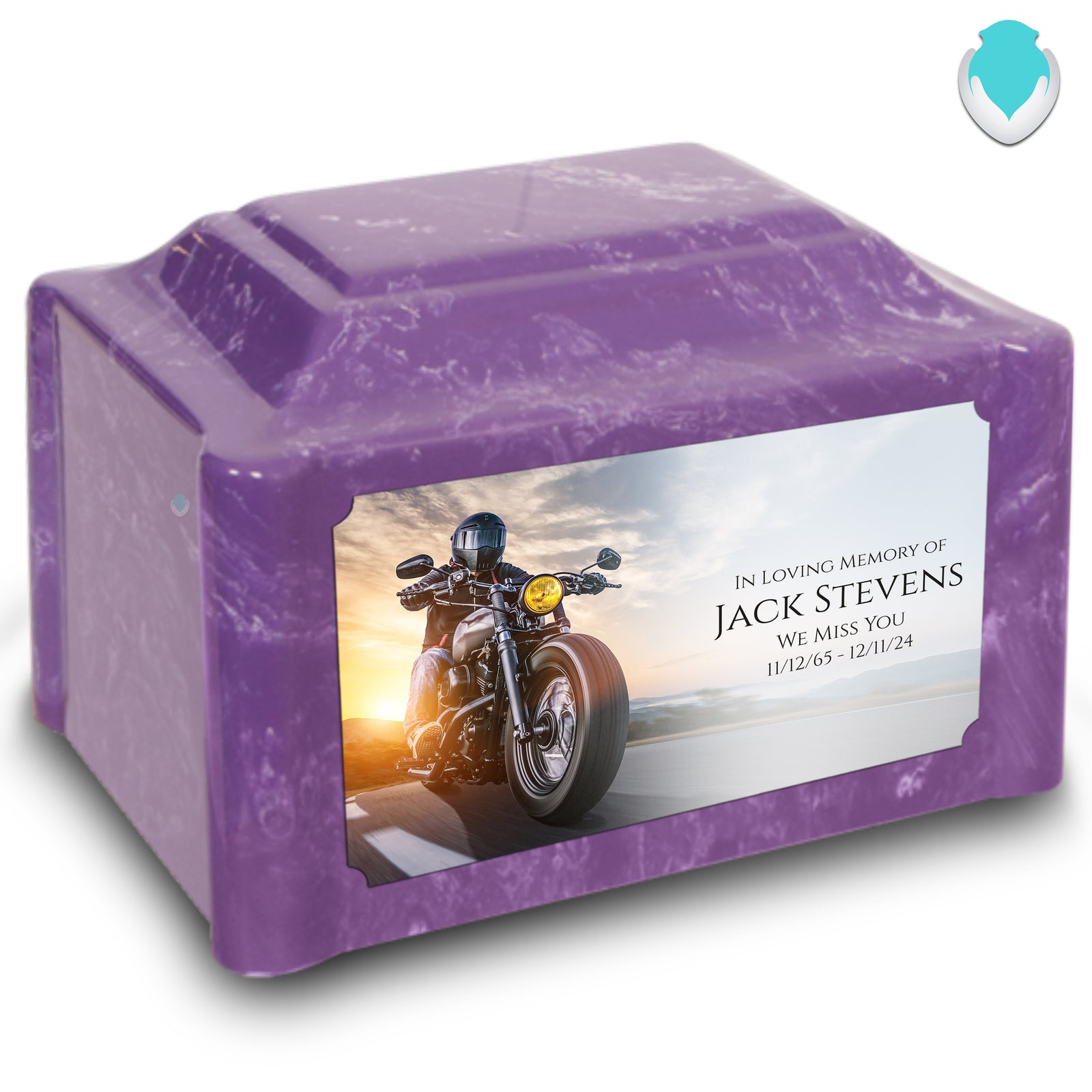 Adult Devotion Custom Printed Motorcycle Cultured Marble Urns for Ashes