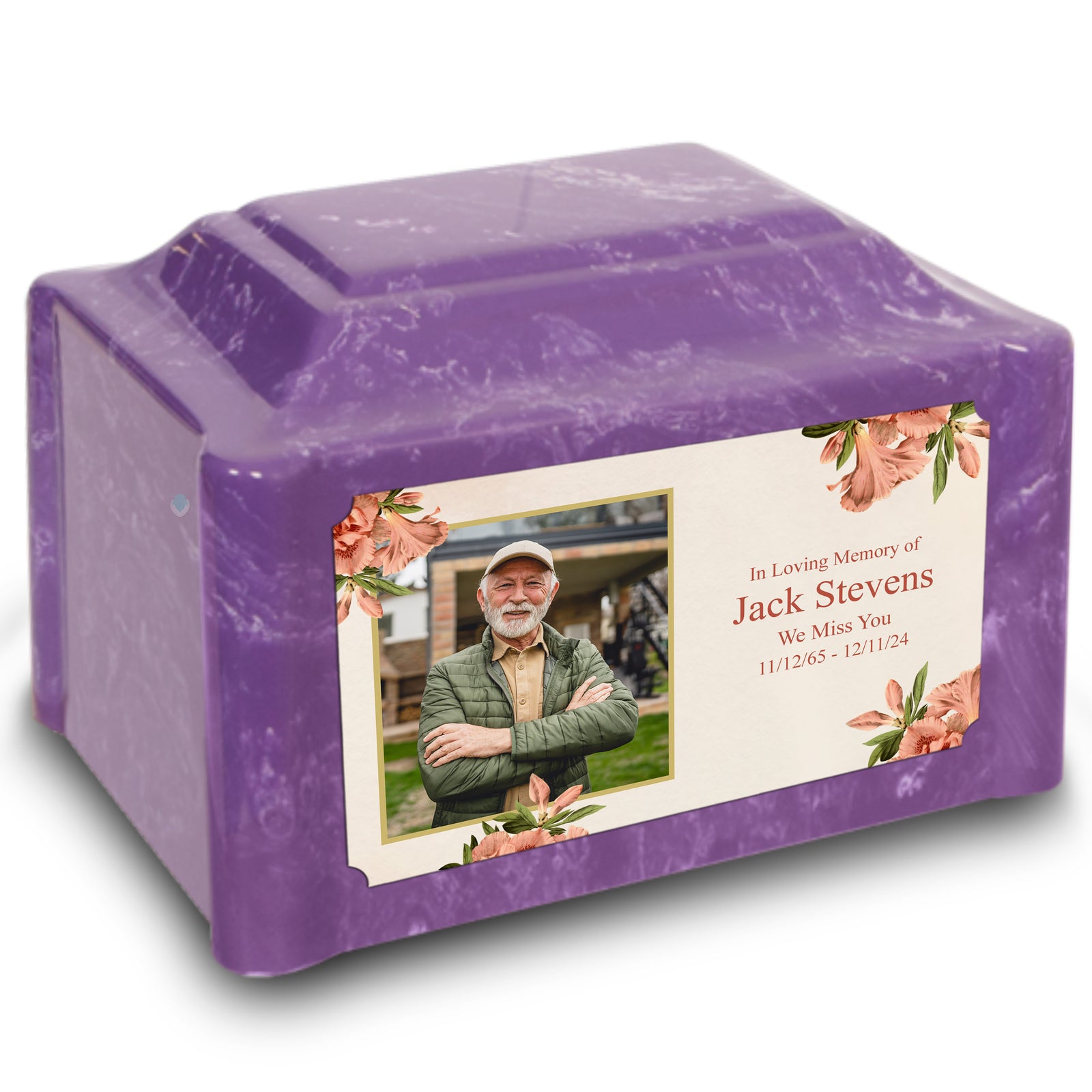 Adult Devotion Custom Printed Azalea Flower Cultured Marble Urns for Ashes