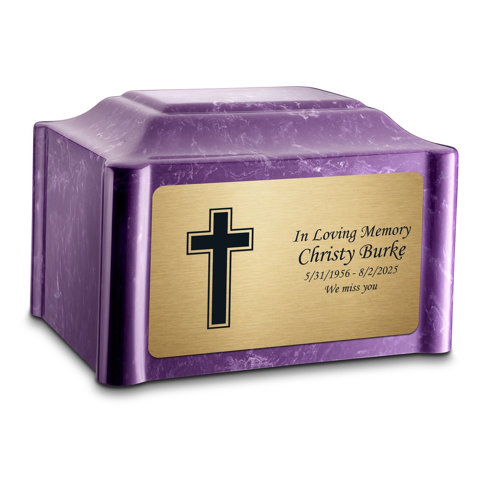 Adult Devotion Simple Cross Imperial Cultured Marble Urns for Ashes