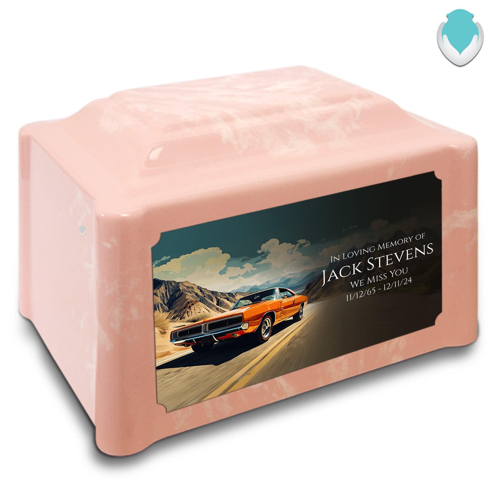 Adult Devotion Custom Printed Classic Car Cultured Marble Urns for Ashes