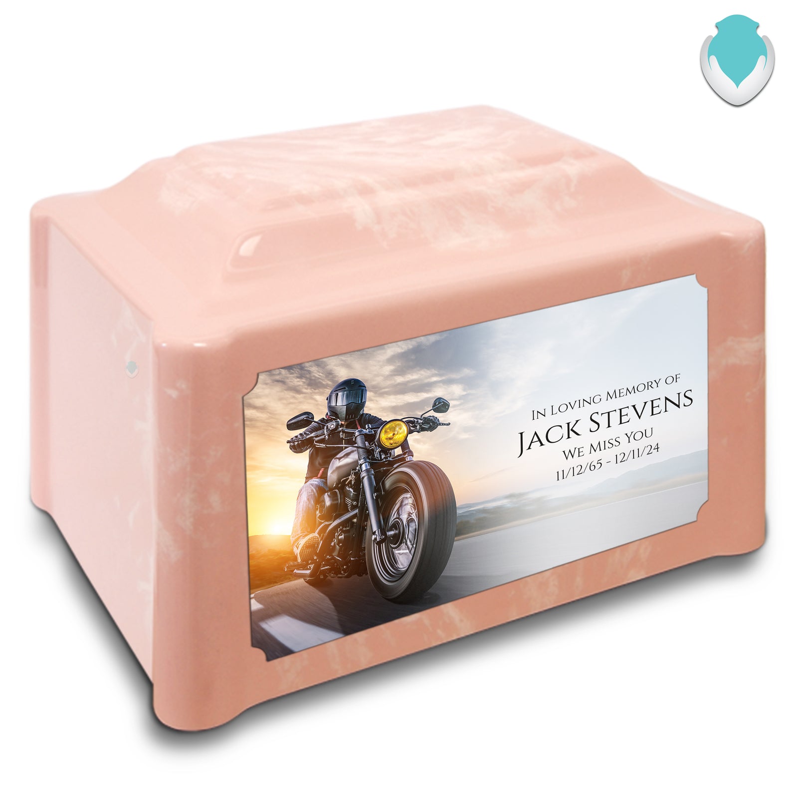 Adult Devotion Custom Printed Motorcycle Cultured Marble Urns for Ashes