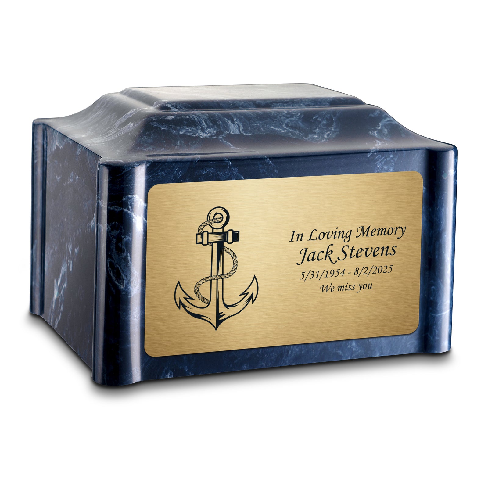Adult Devotion Anchor Ocean Breeze Cultured Marble Urns for Ashes