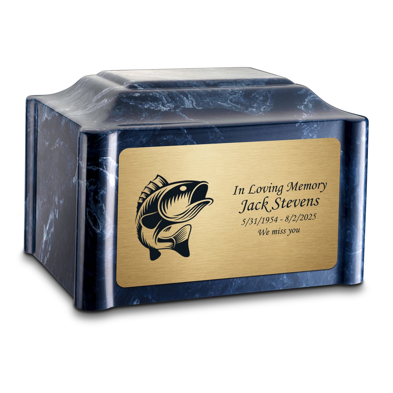 Adult Devotion Fishing Ocean Breeze Cultured Marble Urns for Ashes