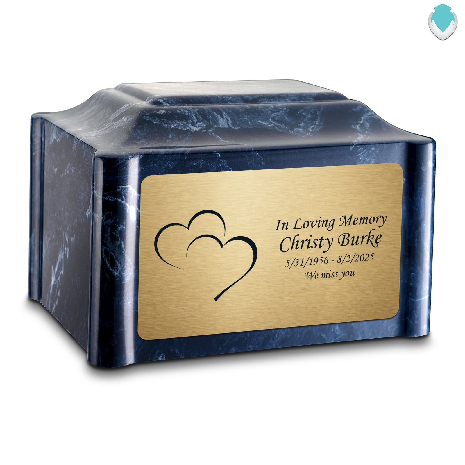Adult Devotion Hearts Ocean Breeze Cultured Marble Urns for Ashes