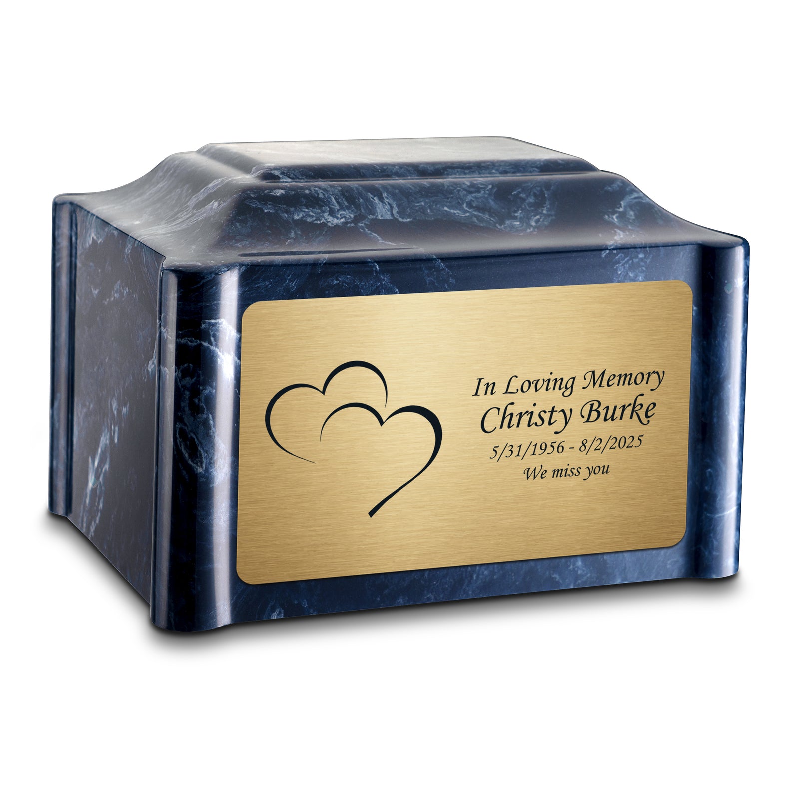 Adult Devotion Hearts Ocean Breeze Cultured Marble Urns for Ashes
