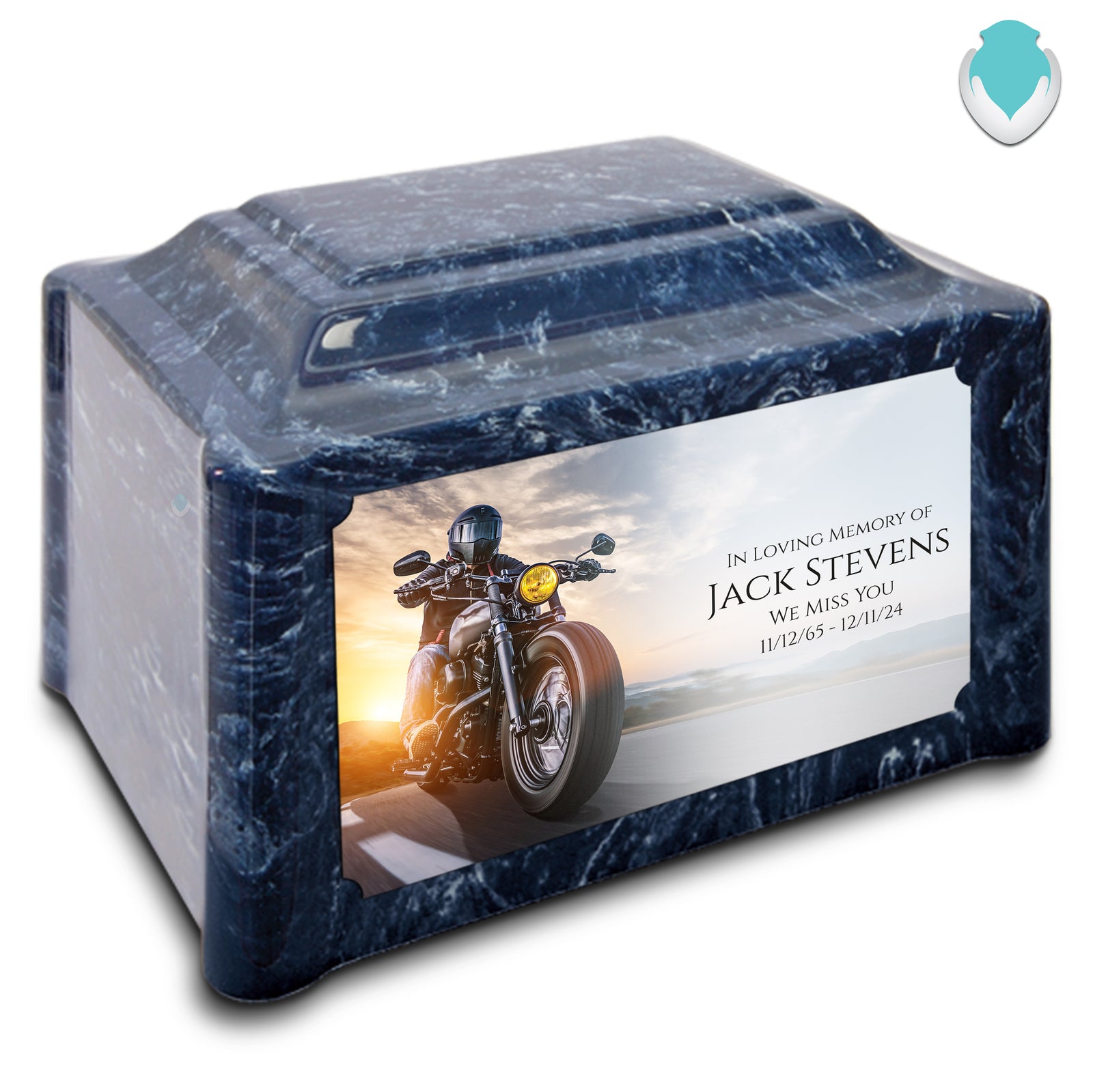 Adult Devotion Custom Printed Motorcycle Cultured Marble Urns for Ashes