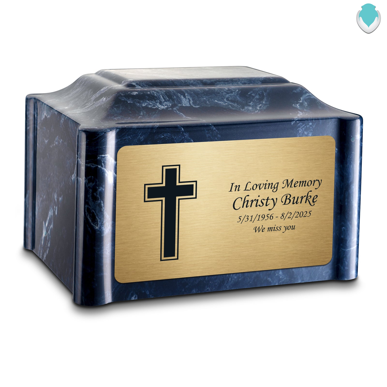 Adult Devotion Simple Cross Ocean Breeze Cultured Marble Urns for Ashes