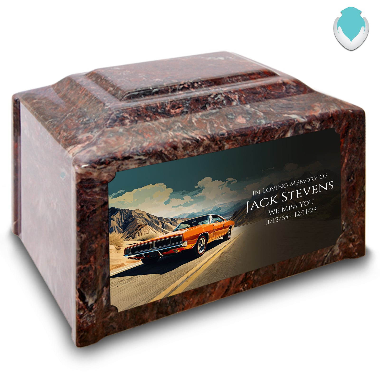 Adult Devotion Custom Printed Classic Car Cultured Marble Urns for Ashes