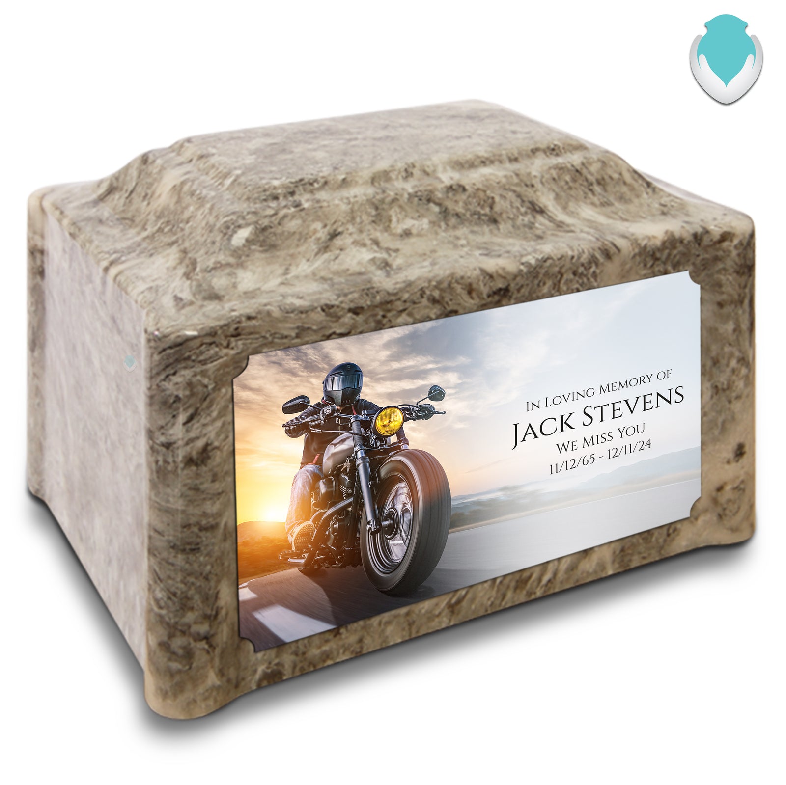 Adult Devotion Custom Printed Motorcycle Cultured Marble Urns for Ashes