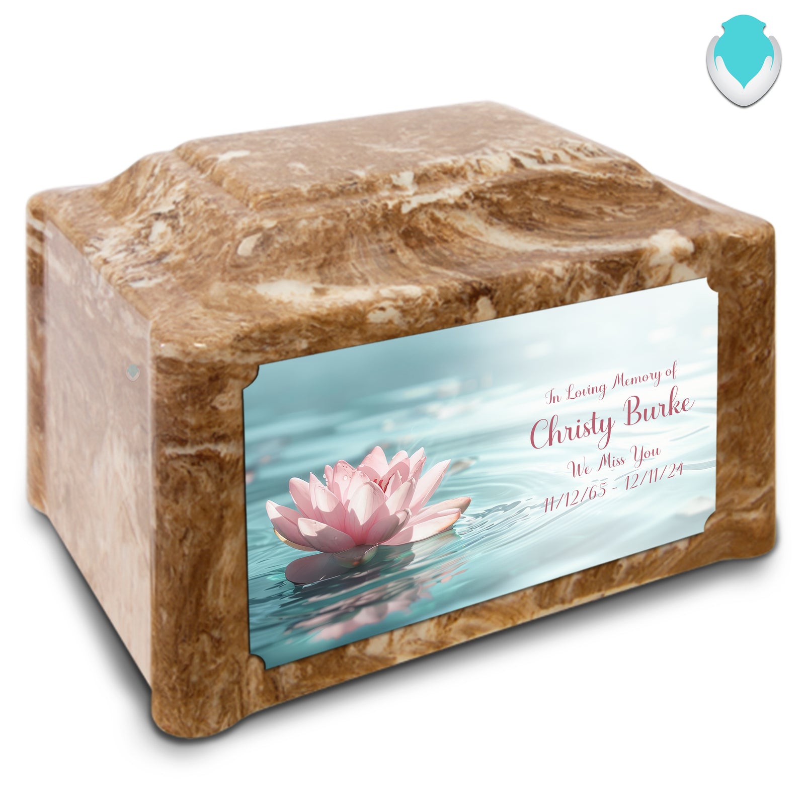 Adult Devotion Custom Printed Lotus Flower Cultured Marble Urns for Ashes