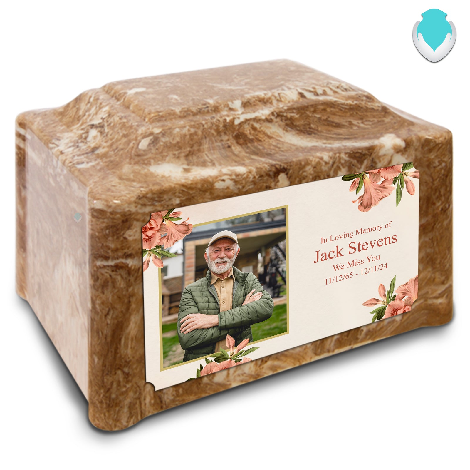 Adult Devotion Custom Printed Azalea Flower Cultured Marble Urns for Ashes