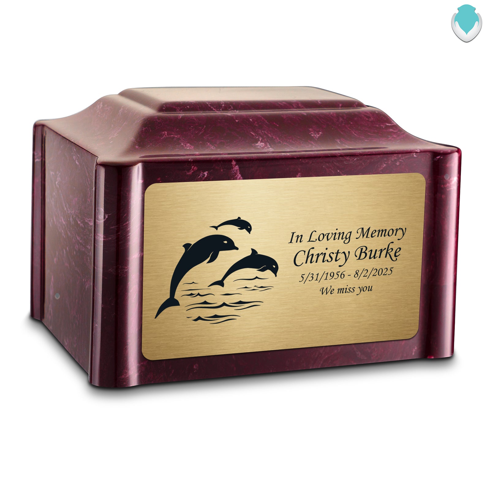 Adult Devotion Dolphin Summer Rose Cultured Marble Urns for Ashes