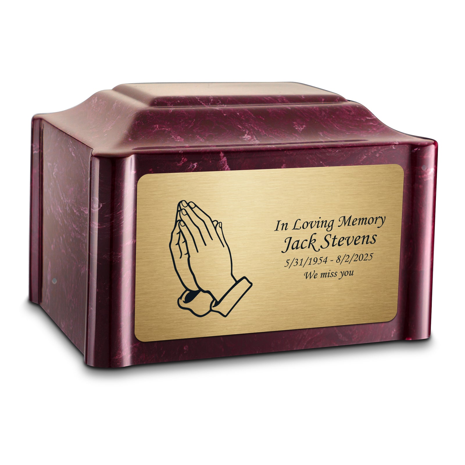 Adult Devotion Praying Hands Summer Rose Cultured Marble Urns for Ashes