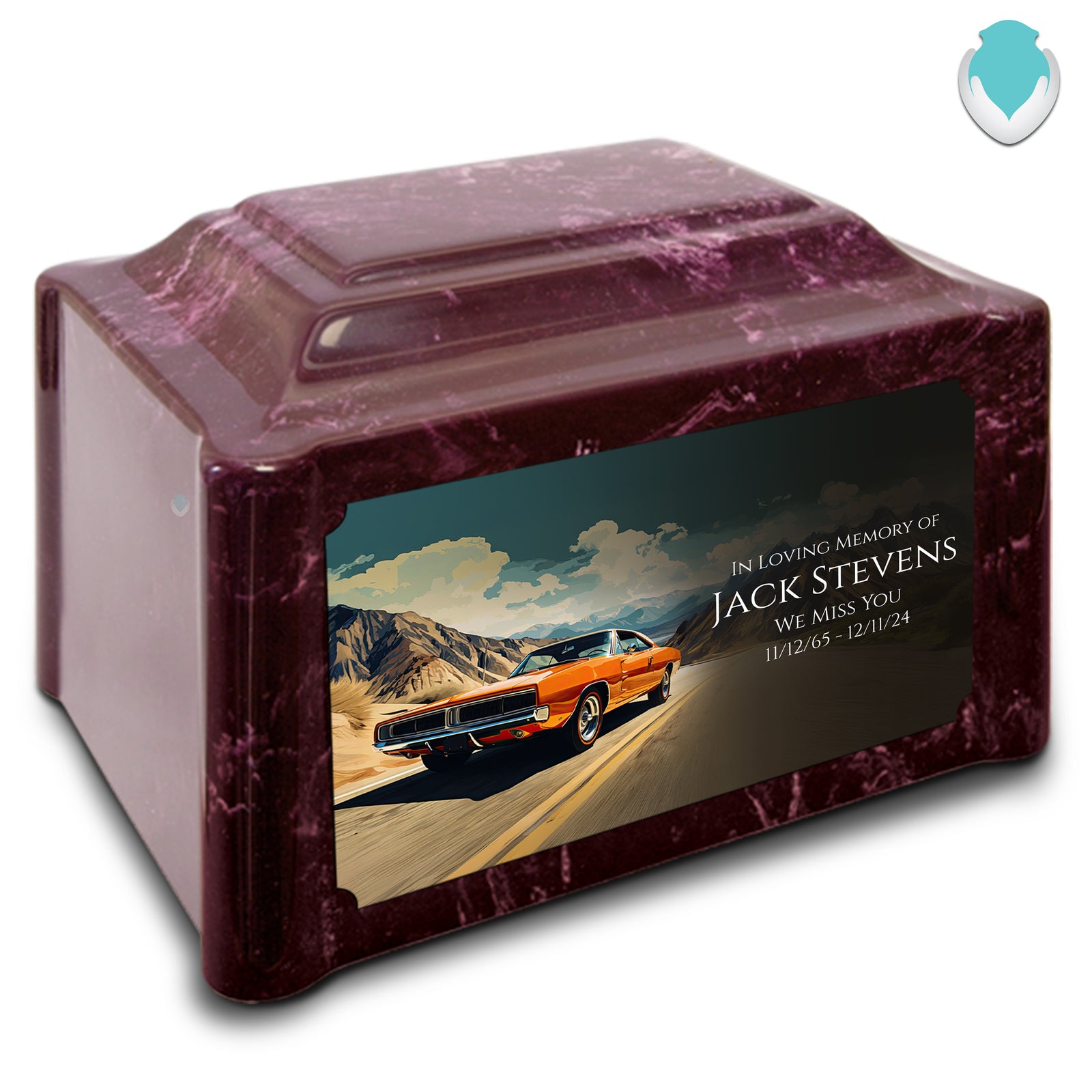 Adult Devotion Custom Printed Classic Car Cultured Marble Urns for Ashes