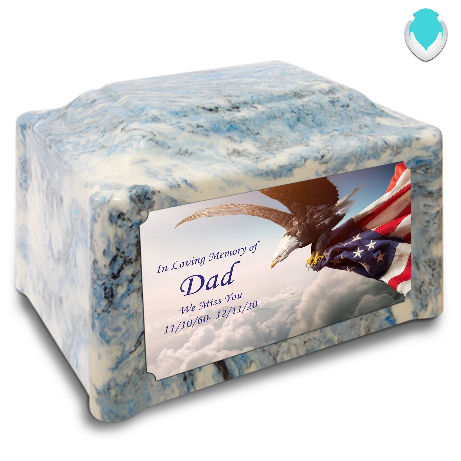 Adult Devotion Custom Printed American Eagle Cultured Marble Urns for Ashes