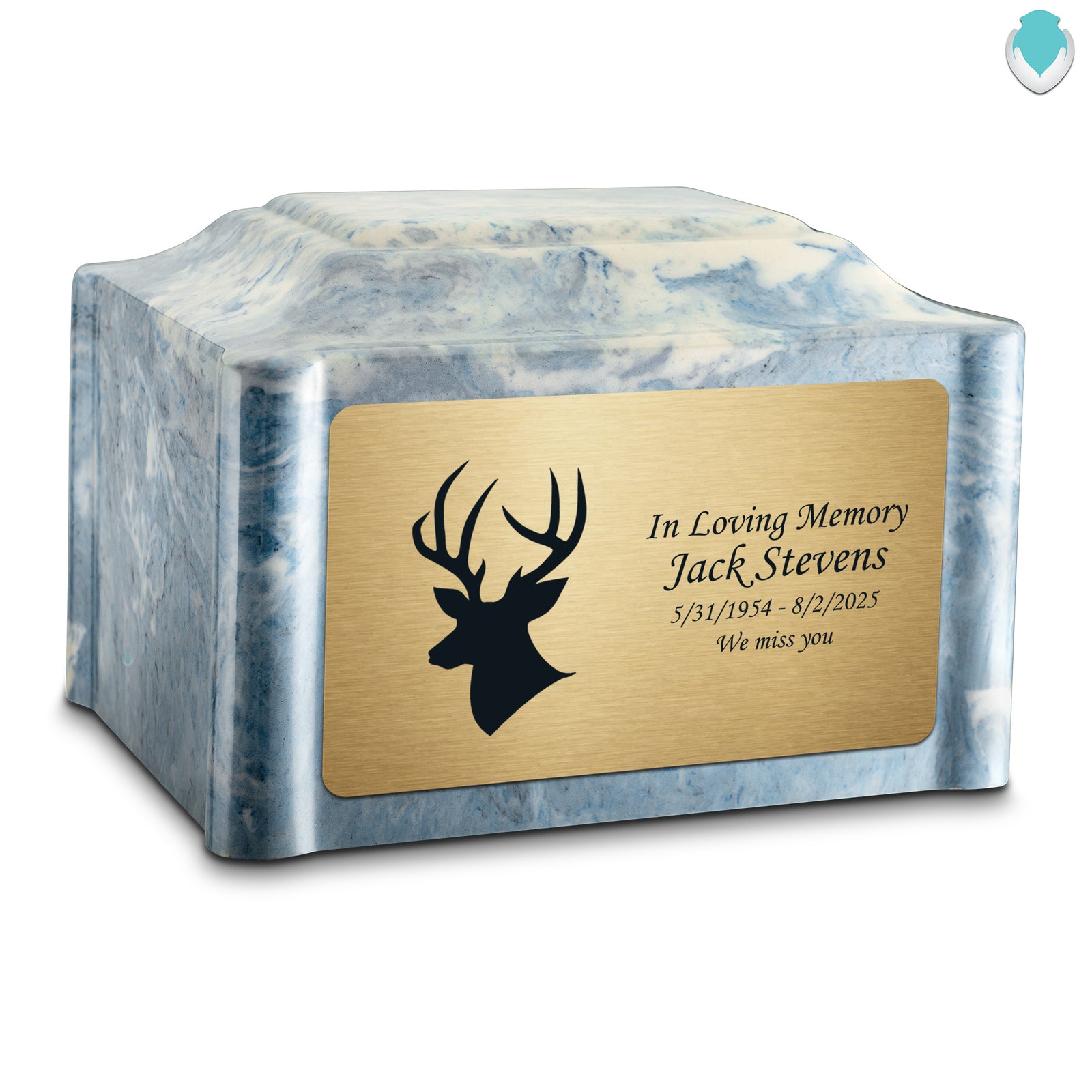 Adult Devotion Deer Sky Blue Cultured Marble Urns for Ashes
