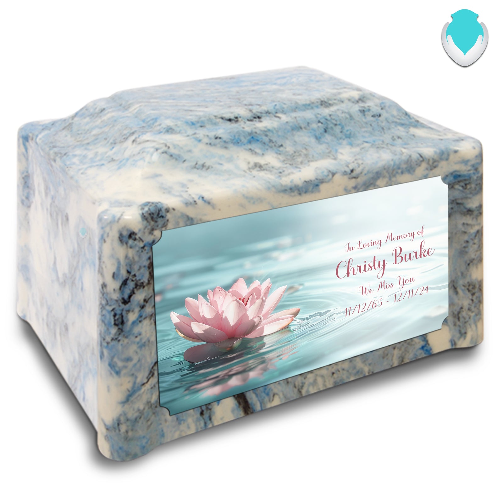 Adult Devotion Custom Printed Lotus Flower Cultured Marble Urns for Ashes
