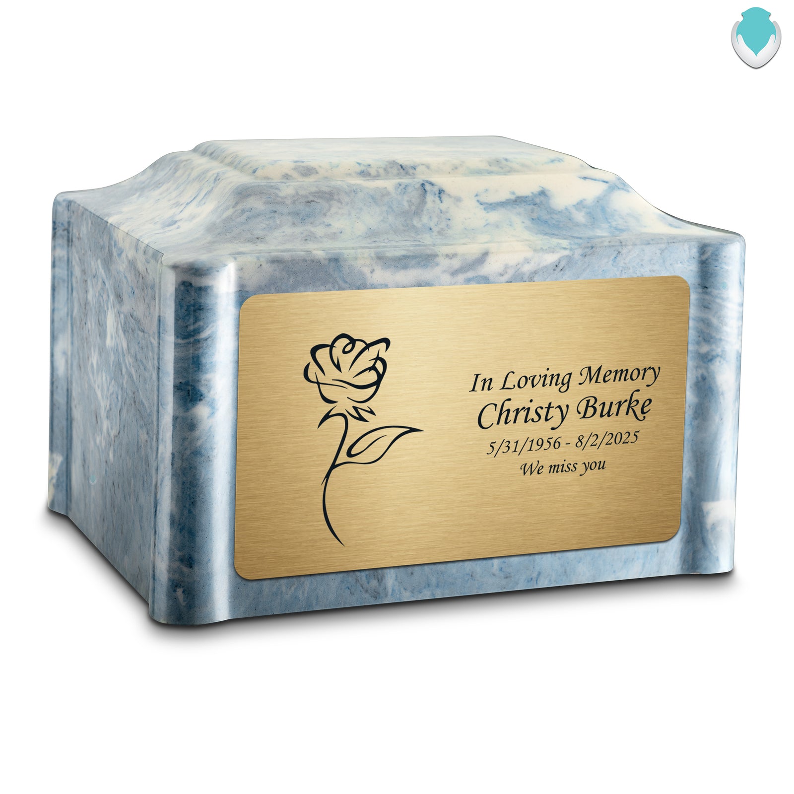 Adult Devotion Rose Sky Blue Cultured Marble Urns for Ashes