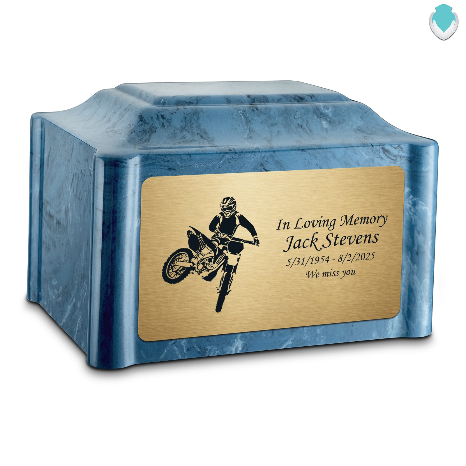 Adult Devotion Dirt Bike Twilight Blue Cultured Marble Urns for Ashes