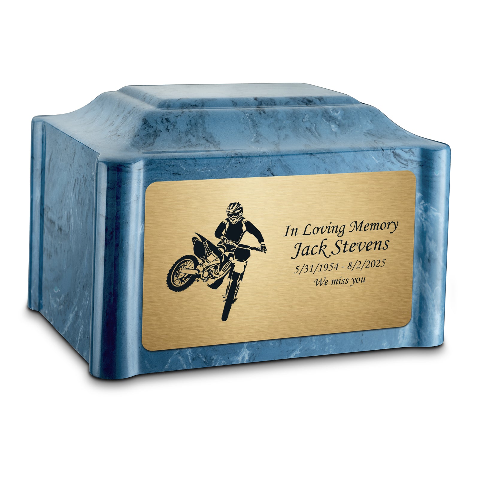 Adult Devotion Dirt Bike Twilight Blue Cultured Marble Urns for Ashes