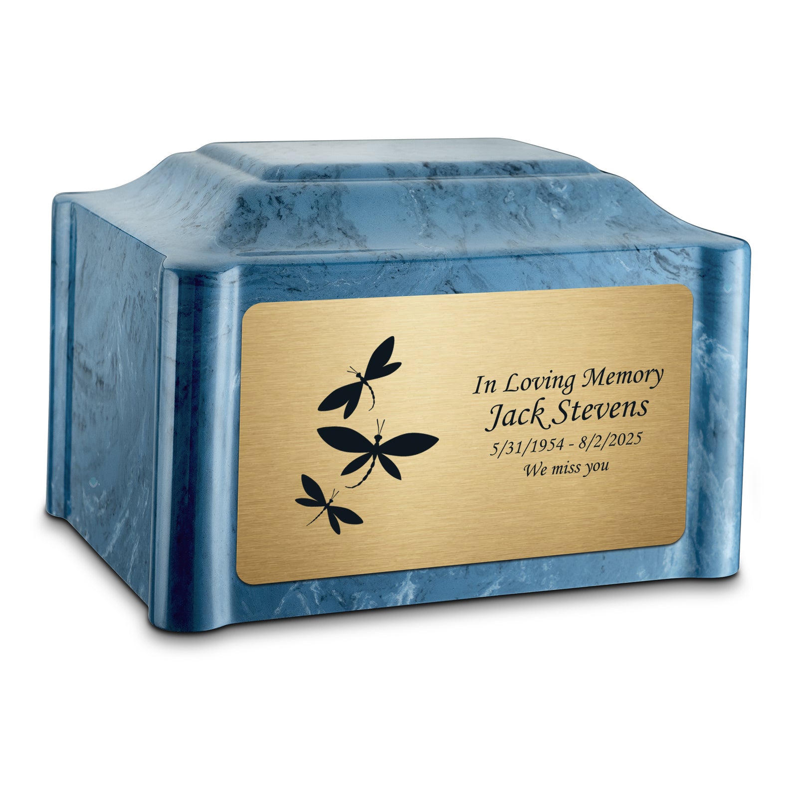 Adult Devotion Dragonflies Twilight Blue Cultured Marble Urns for Ashes
