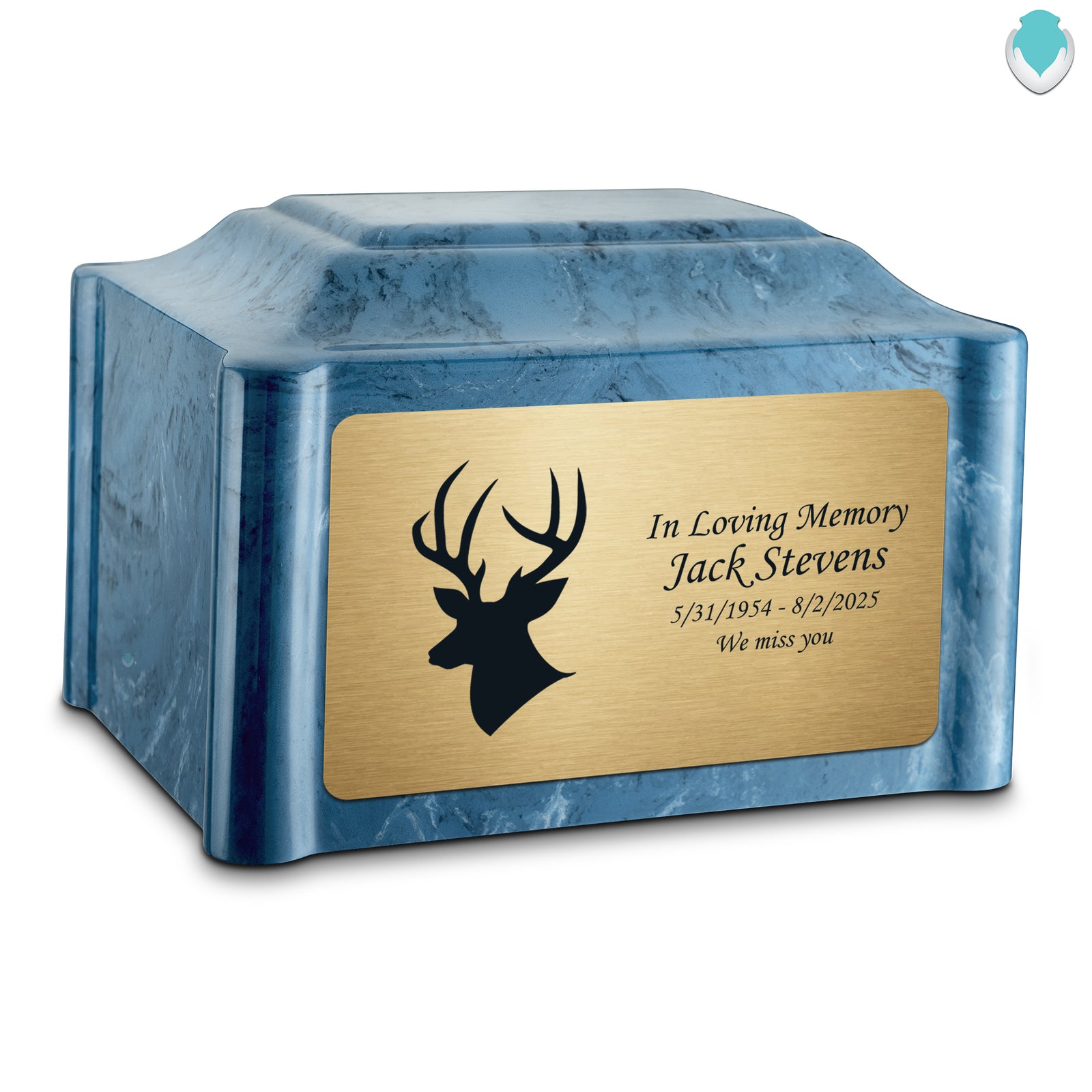 Adult Devotion Deer Twilight Blue Cultured Marble Urns for Ashes