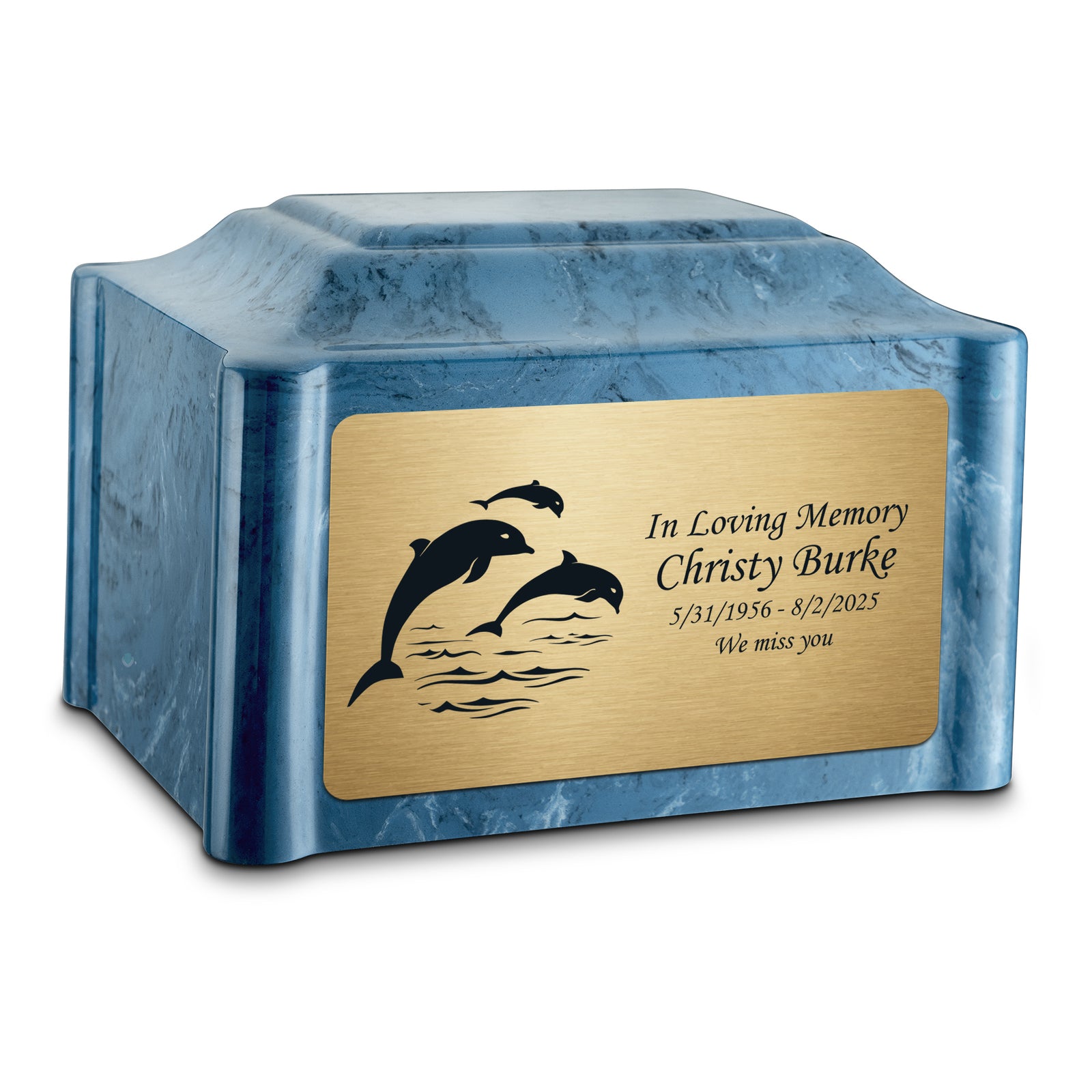 Adult Devotion Dolphin Twilight Blue Cultured Marble Urns for Ashes