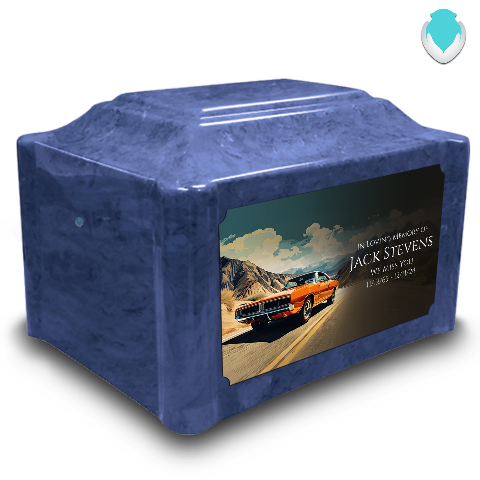 Adult Devotion Custom Printed Classic Car Cultured Marble Urns for Ashes