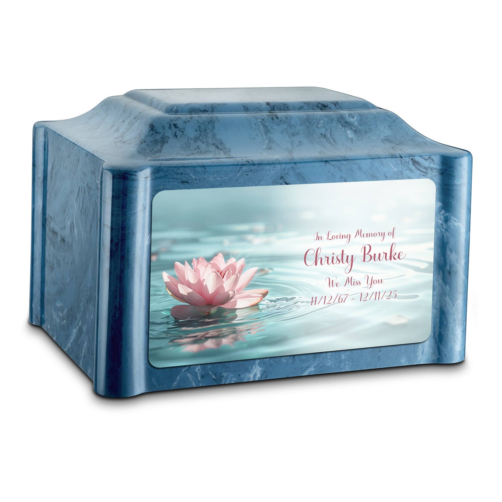 Adult Devotion Custom Printed Lotus Flower Cultured Marble Urns for Ashes