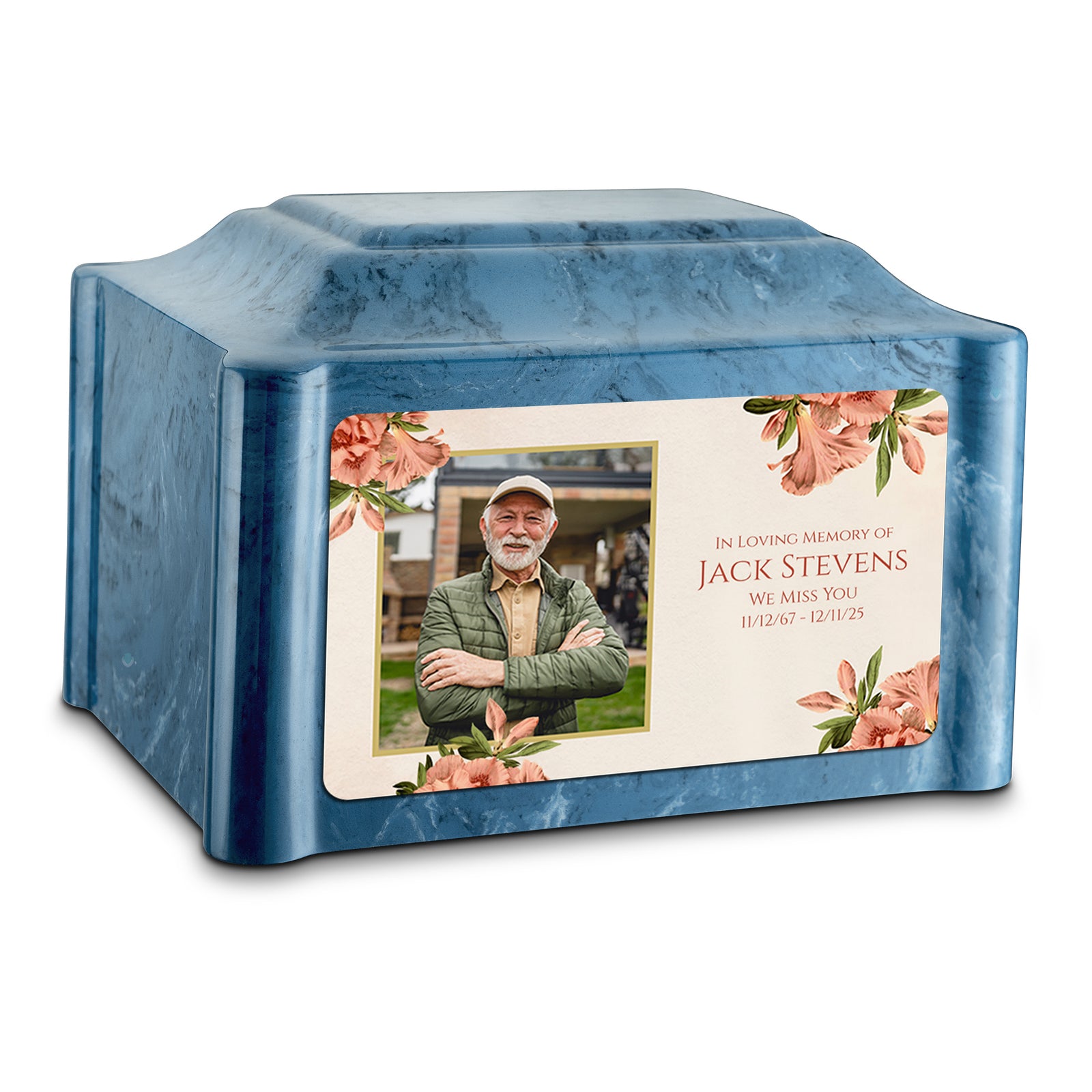 Adult Devotion Custom Printed Azalea Flower Cultured Marble Urns for Ashes
